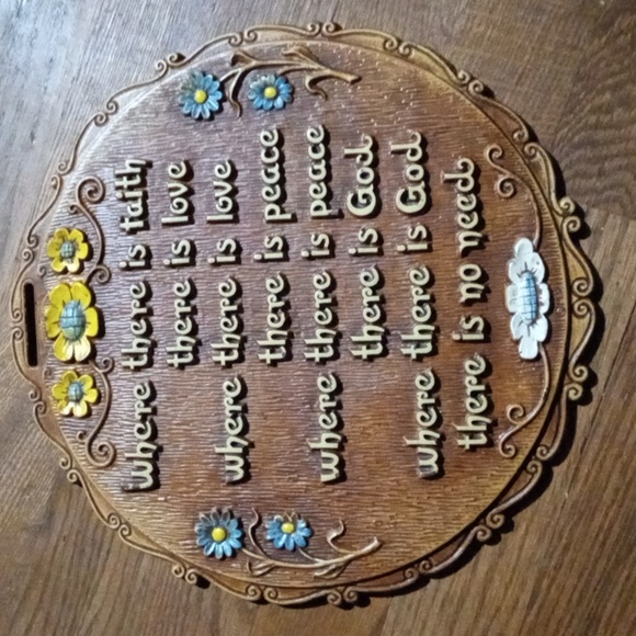 Vintage wall decor mid century modern wall plaque floral daisies - Picture 3 of 3